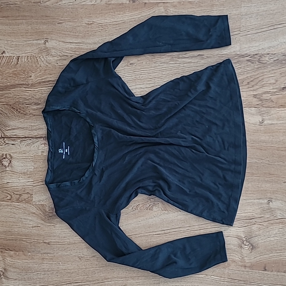 Long sleeve top with satin trim detail